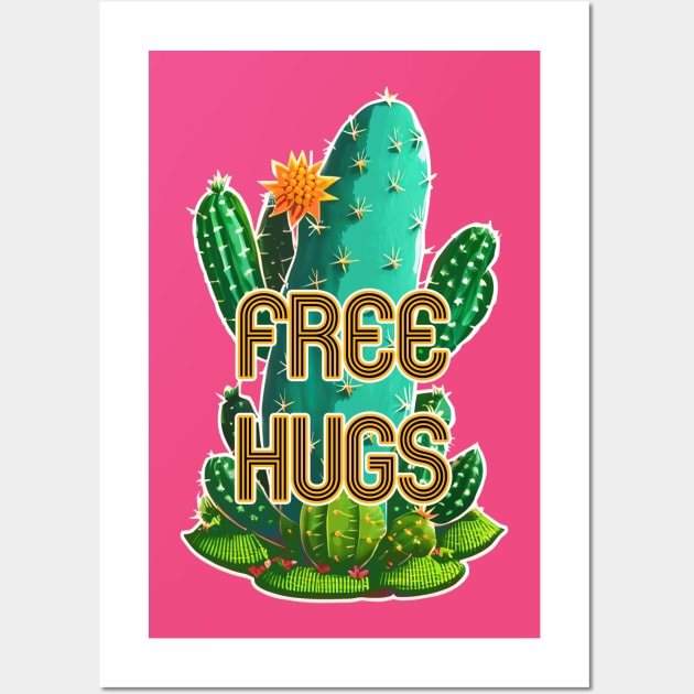 Free Hugs Cactus Wall Art by JoanNinjaHen